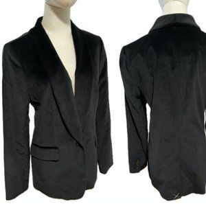 BLACK VELVET LINED FITTED MINIMALIST BLAZER BY TALBOTS CLASSIC LUXURY NWOT 12
